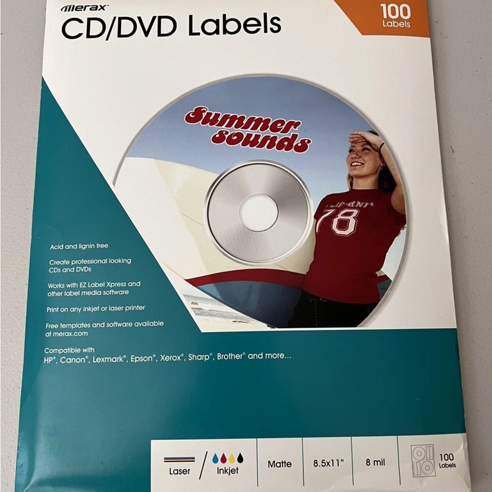 Merax CD/DVD labels 100 pack Matte